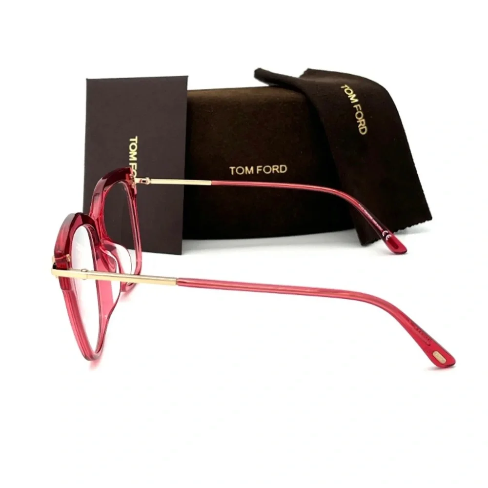 Tom Ford FT5704-B 066 Transparent Raspberry / Blue Block 54mm Eyeglasses
